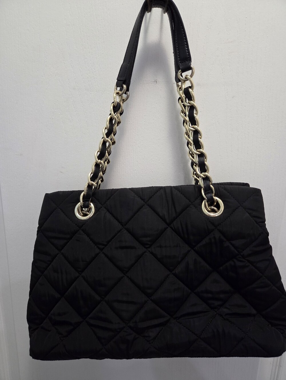 Talbots Quilted Black Shoulder Bag With Gold Tone Hardware